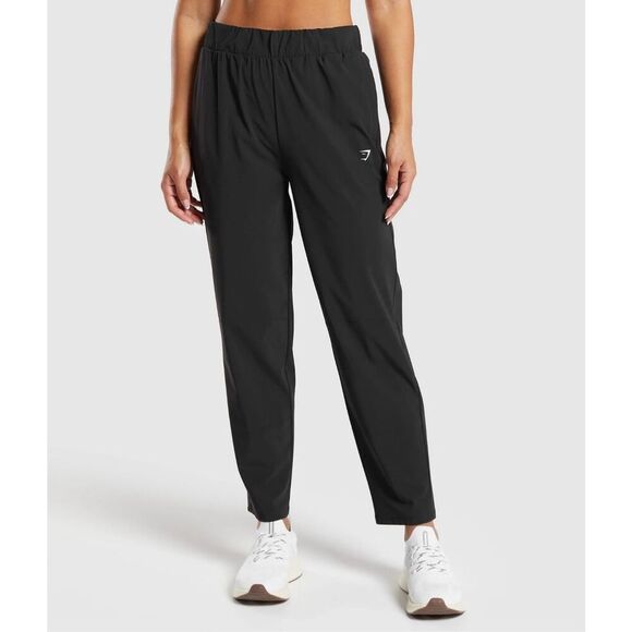 Gymshark Everyday Woven Pants Black Women’s S Tapered Leg Elastic Pull on Gym - Picture 1 of 13